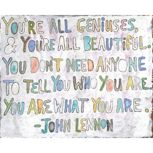 wall art john lennon bubble letters geniusis grey wood frame