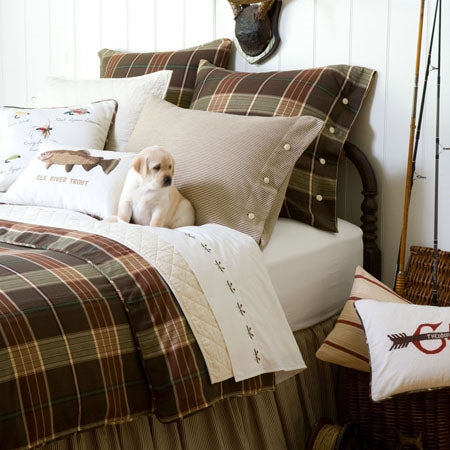 Brown, tan, and white comforter set