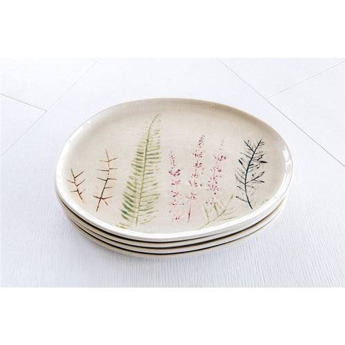 platter oval egg-shape crackle finish wildflowers