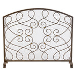 fire screen arched dark gold mesh loop