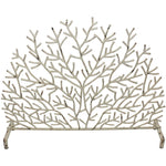 white distressed coral branches iron fireplace screen