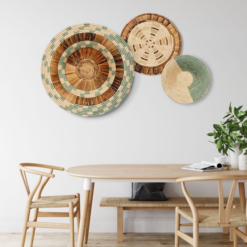 oversized wall hanging raffia round plate