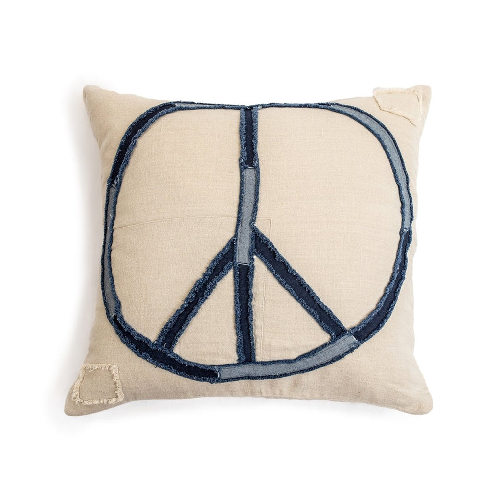 Blue peace sign pillow 