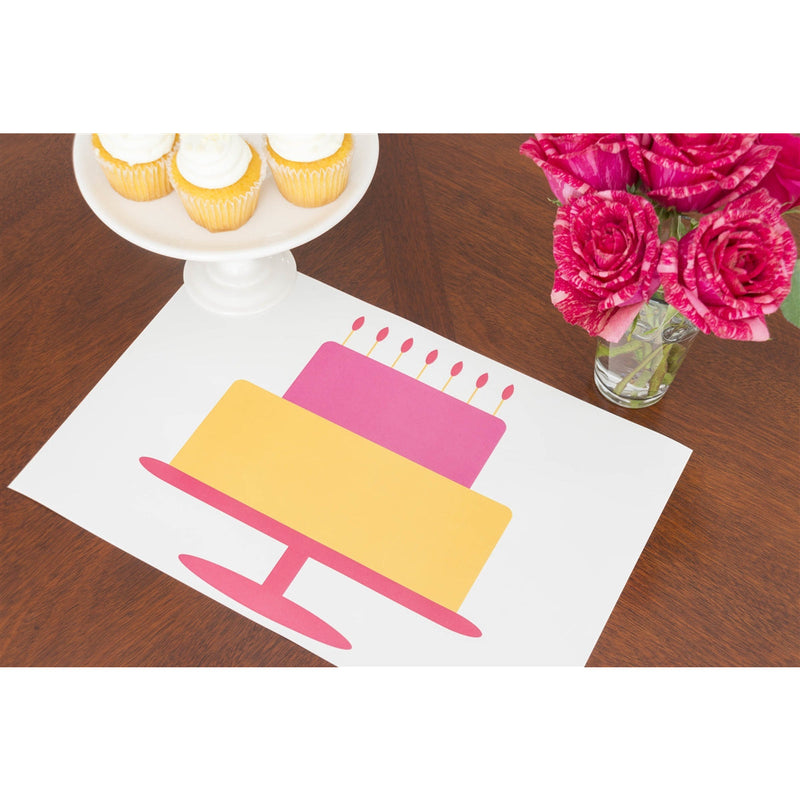 Happy Birthday Placemat Pad pink peony