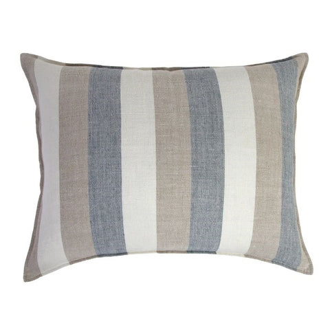 Unique Heavy Linen Bedding - Light Blue and Ivory Stripe Big Pillow – BSEID