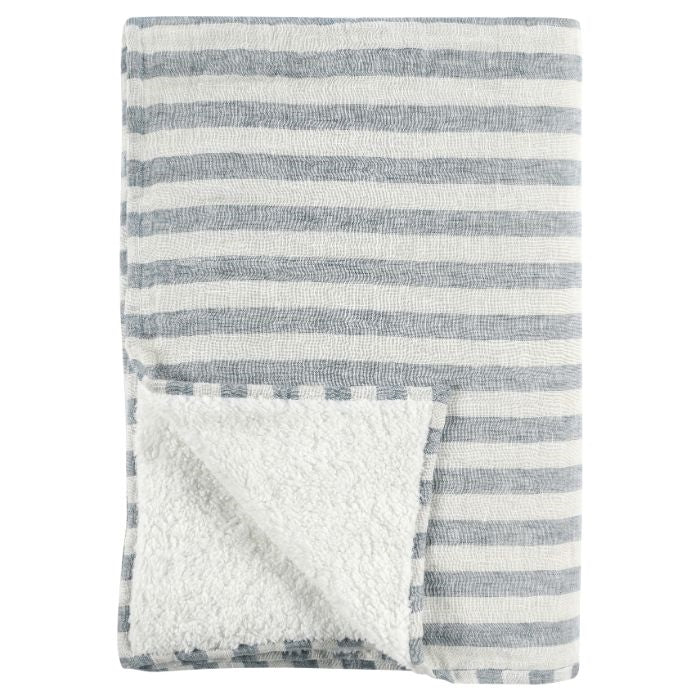 blue ivory stripe throw sherpa