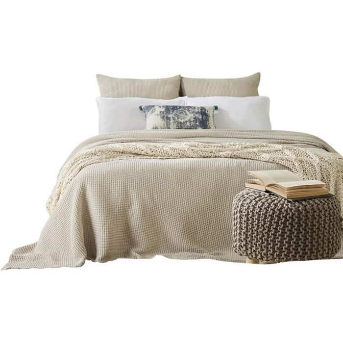 woven natural bedding sham waffle matelasse coverlet cotton