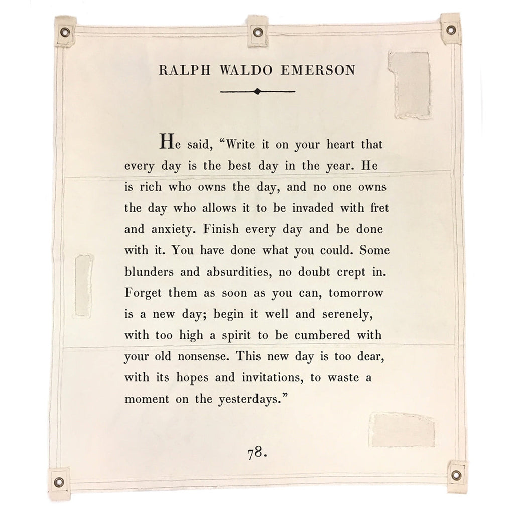 Ralph Waldo Emerson passage wall art canvas tarp off white inspirational encouragement